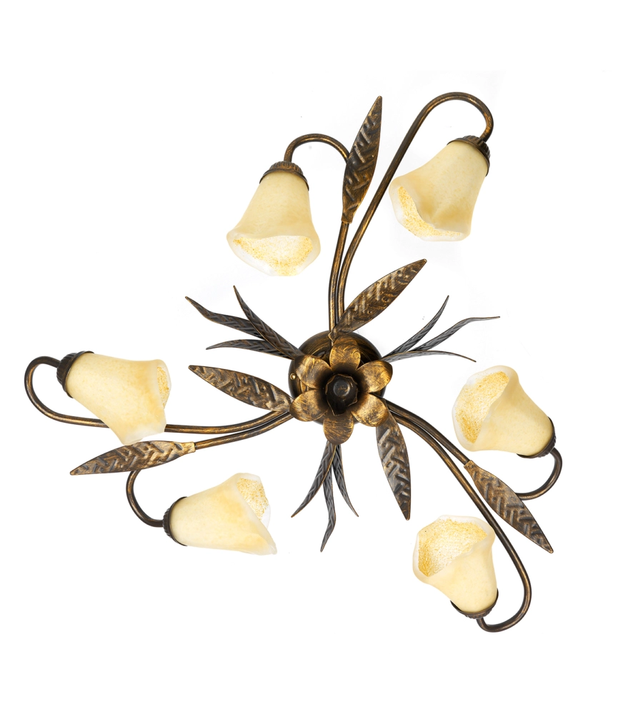 PLAFONIERA 6 LUCI ONLI "ALGA" BRONZO E14